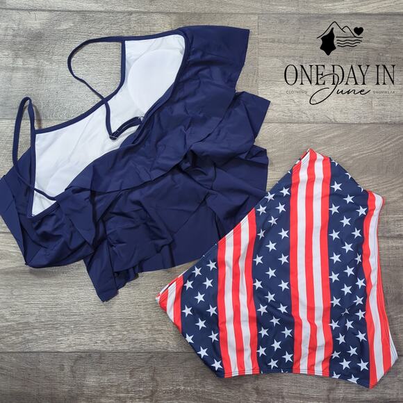 CharmLeaks Flounce High Waist Bikini Swimsuit Size XL - Picture 4 of 4